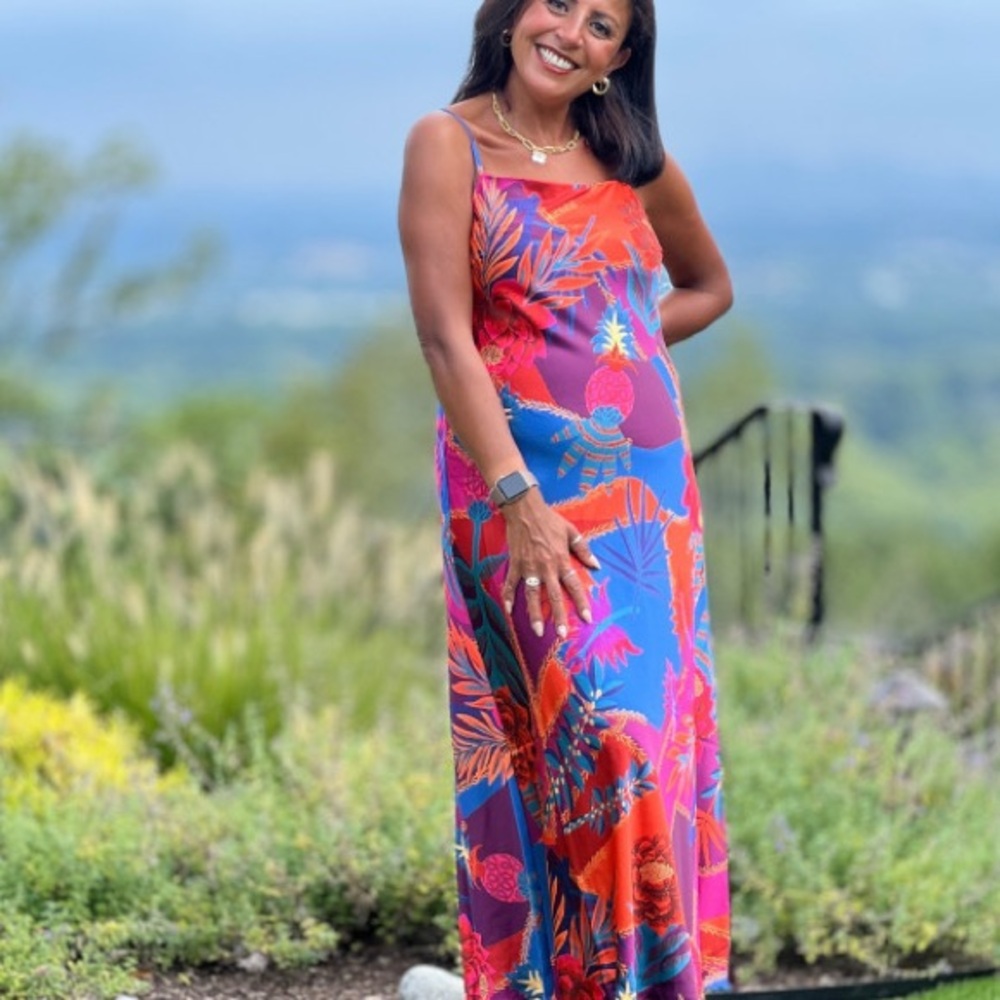 NWT Joie printed tropical satin slip maxi dress size medium